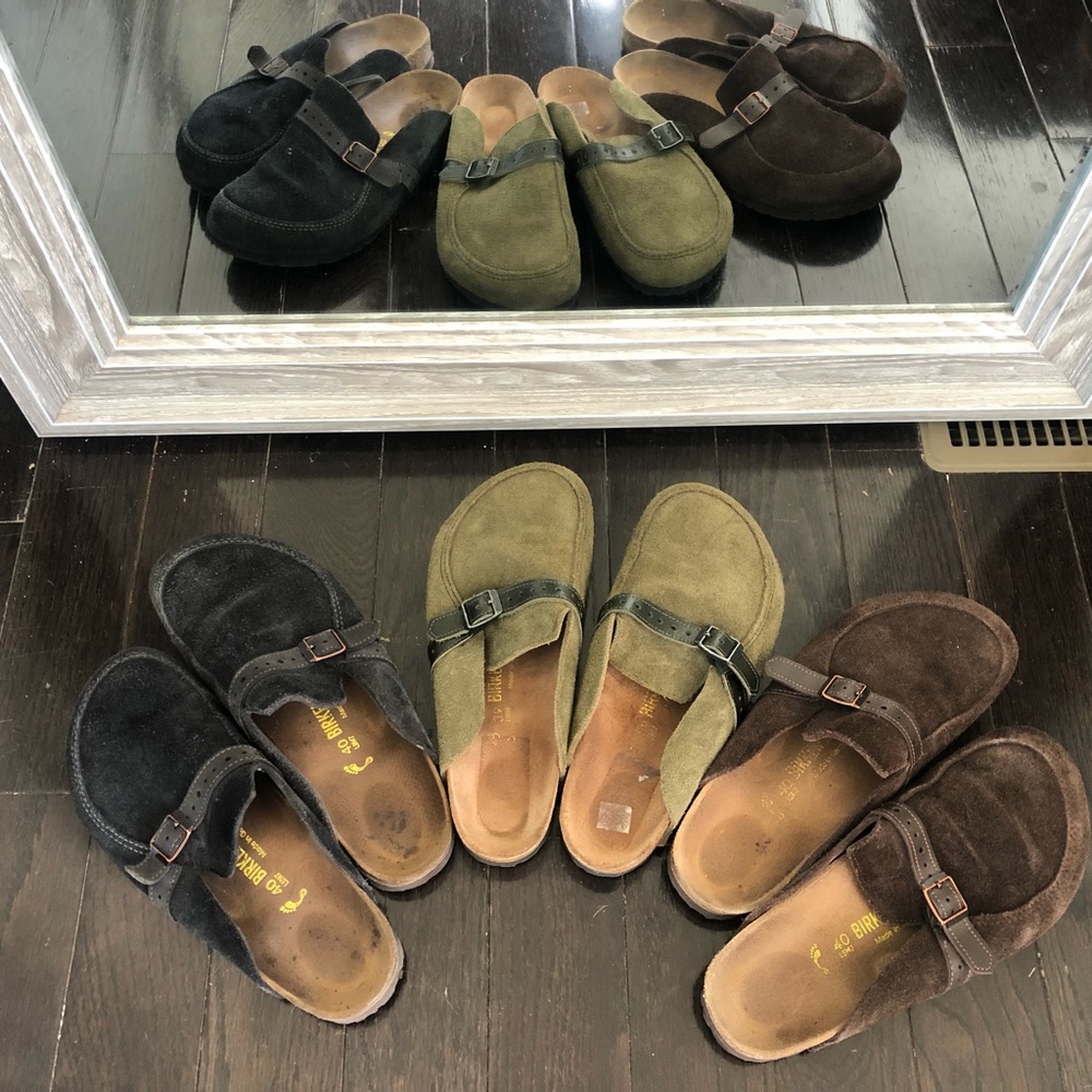 Lot of Birkenstock Loafer 39/40 8.5/9 suede brn/blk/grn